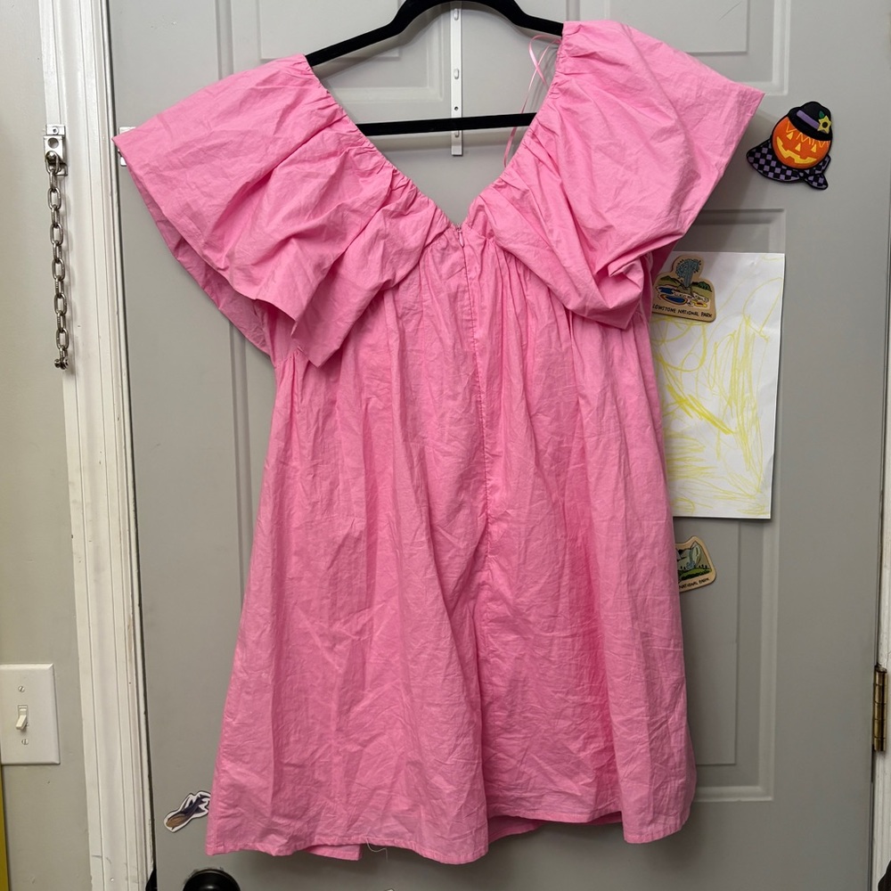 Pink Ruffle Sleeve Mini Dress - Picture 4 of 5